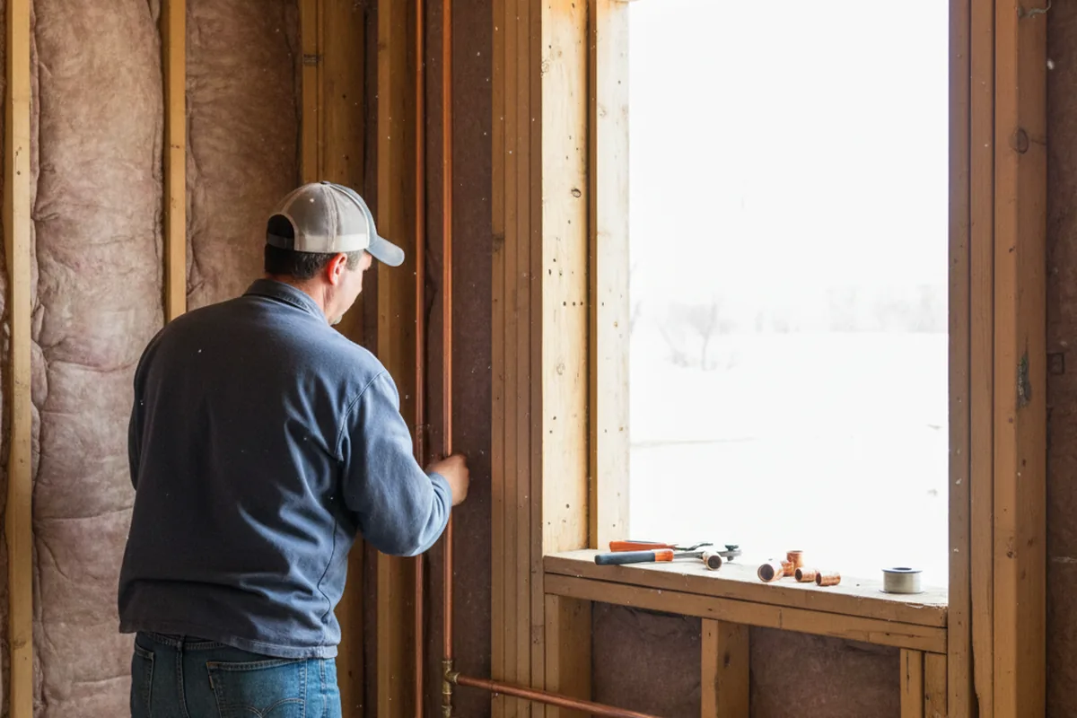 Licensed plumber running new copper supply lines in a Allen home